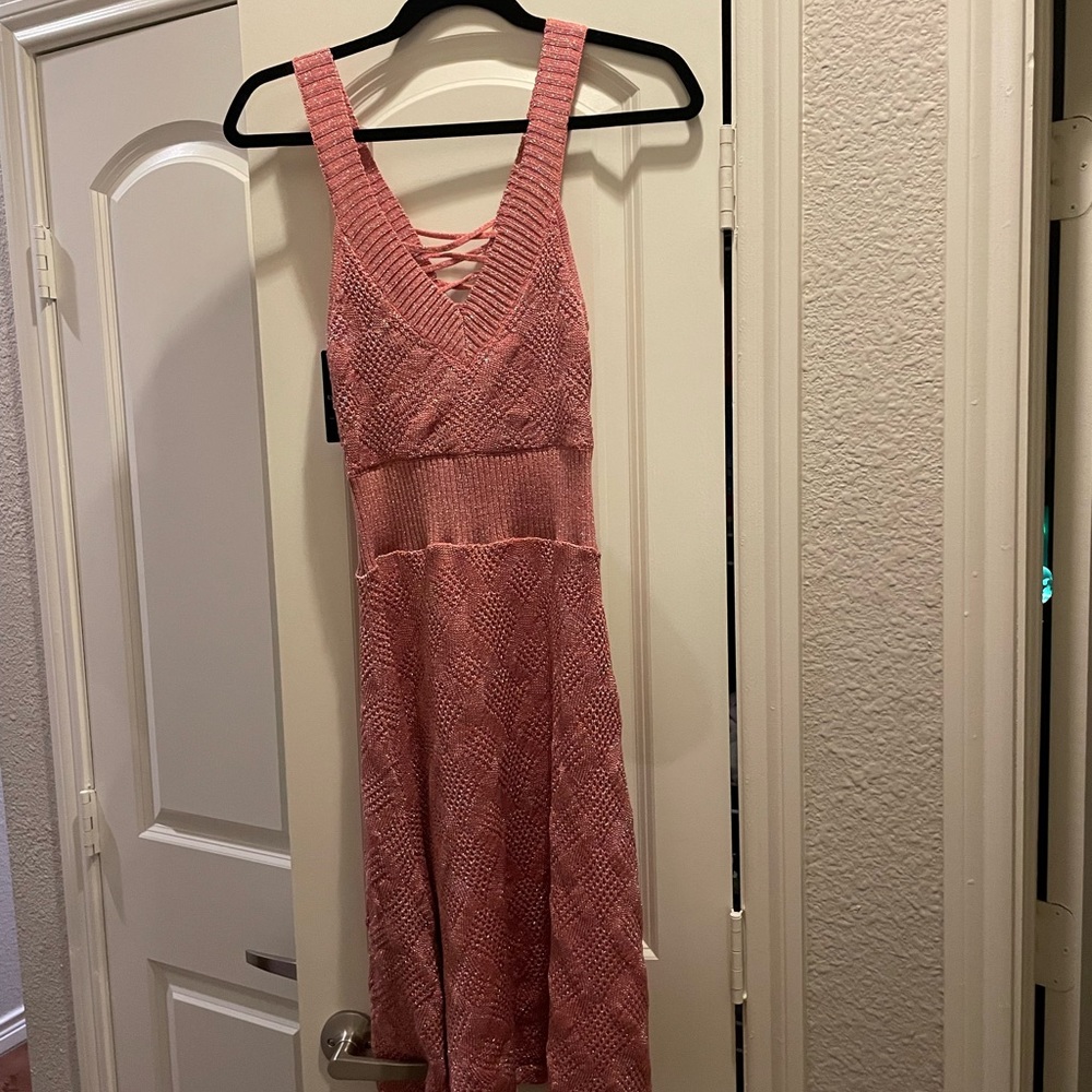 Bebe pink sparkly sleeveless dress. NWT small